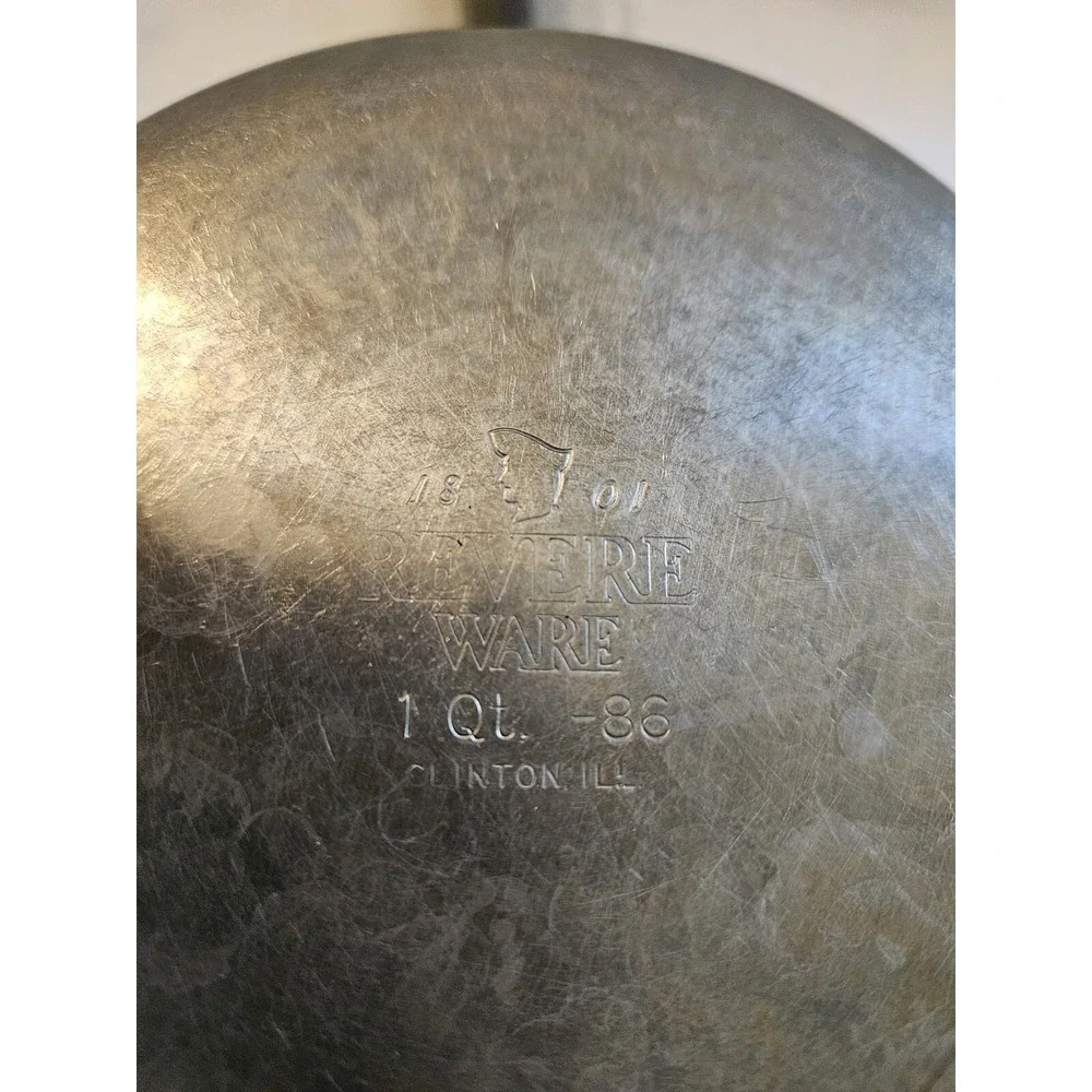 Vintage Revere Ware 1801 Saucepan 1 Qt Stainless Steel 86 Clinton, ILL‎ With Lid